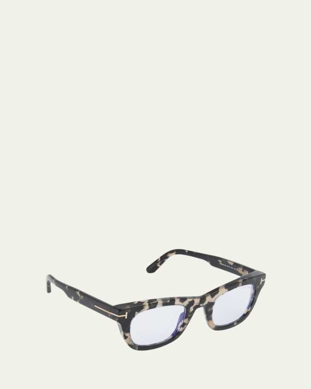 Grey Havana Blue Blocking Square Acetate Glasses